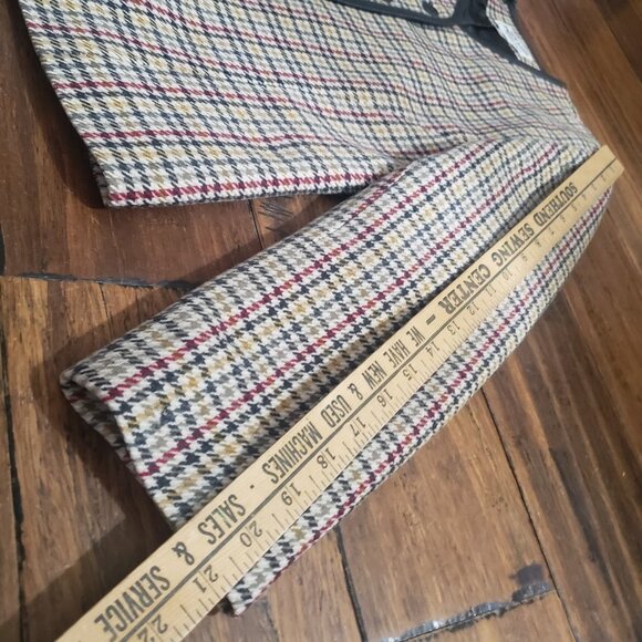 Pendleton Size 6 Petite Virgin Wool Lined‎ Jacket Houndstooth Faux Leather Trim - Picture 9 of 10